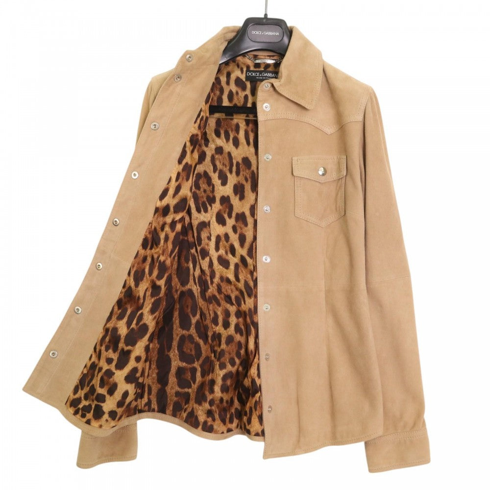 DOLCE&GABBANA ドルチェアンドガッバーナ アウター ヒョウ柄 ジャケット ベロア 古着 服 アパレル ドルガバ 40 ブラウン 茶 ブロンズ金具 春 秋 山羊革 レディース【中古品】