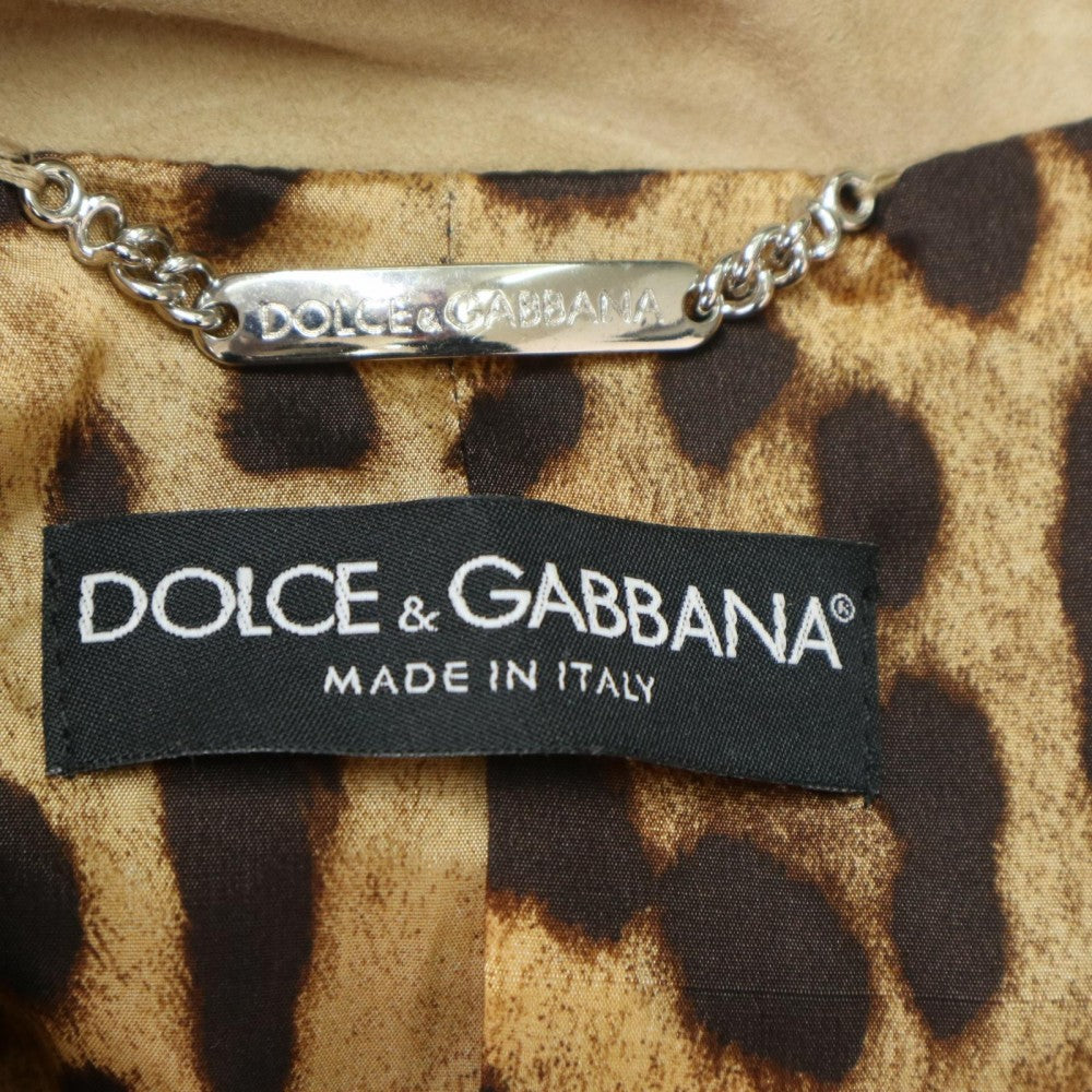 DOLCE&GABBANA ドルチェアンドガッバーナ アウター ヒョウ柄 ジャケット ベロア 古着 服 アパレル ドルガバ 40 ブラウン 茶 ブロンズ金具 春 秋 山羊革 レディース【中古品】
