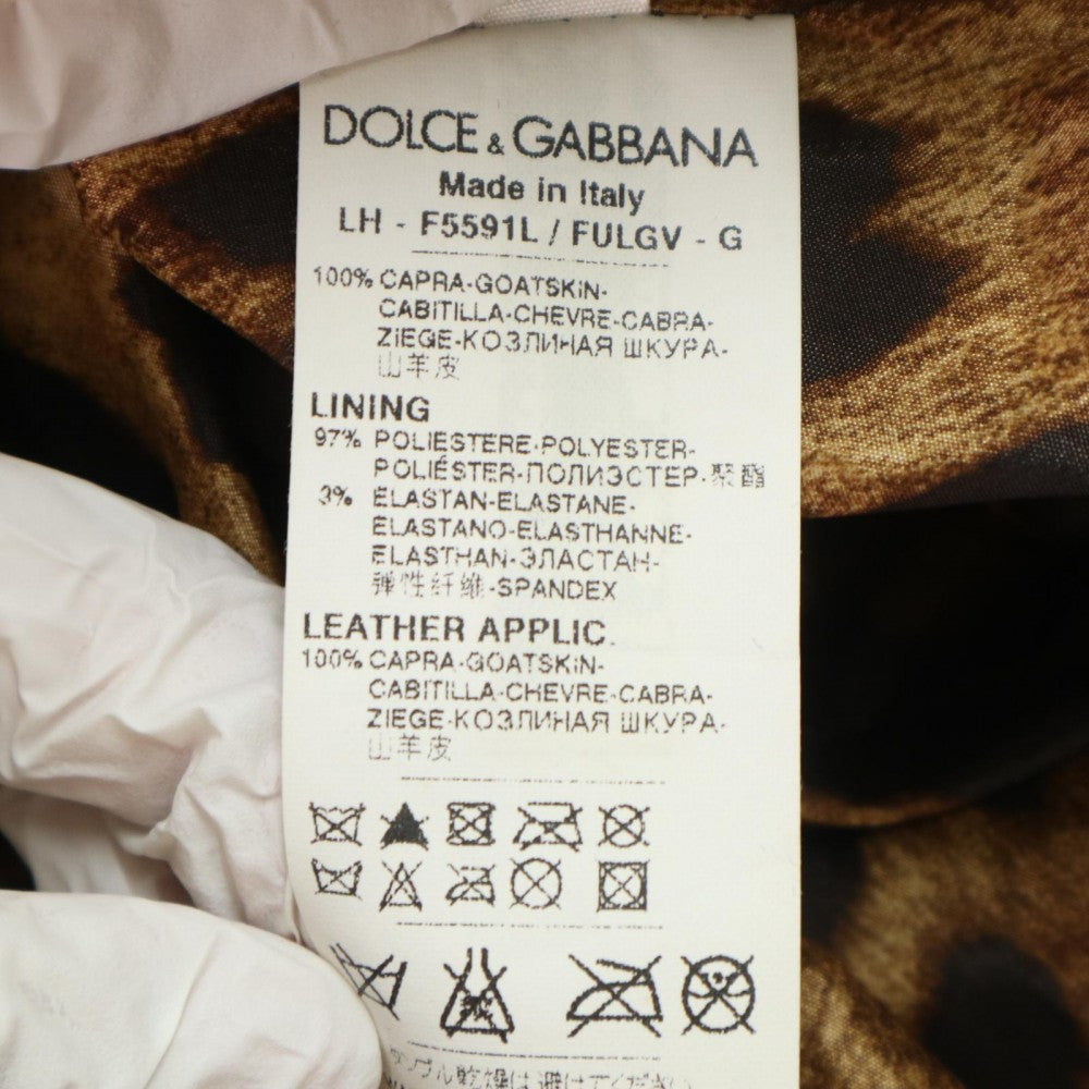 DOLCE&GABBANA ドルチェアンドガッバーナ アウター ヒョウ柄 ジャケット ベロア 古着 服 アパレル ドルガバ 40 ブラウン 茶 ブロンズ金具 春 秋 山羊革 レディース【中古品】