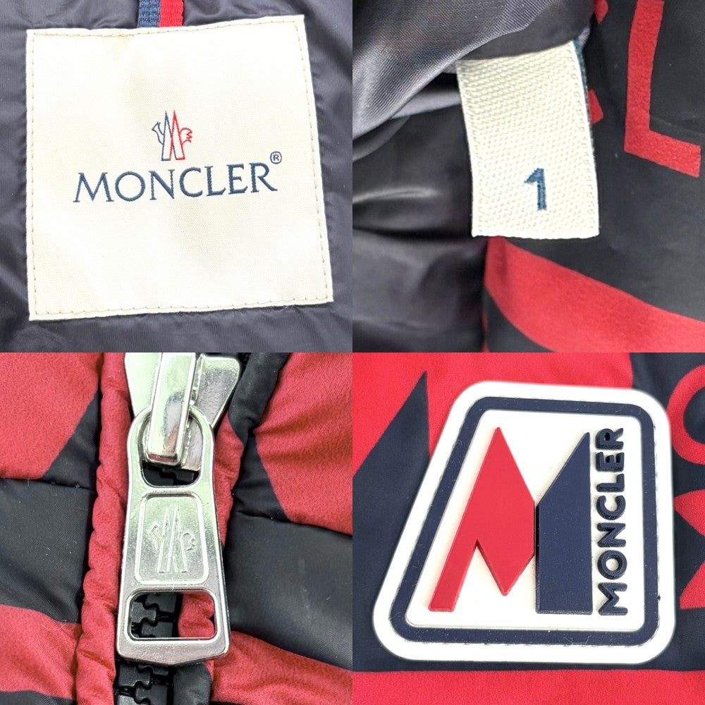 MONCLER モンクレール ダウンジャケット FRIOLAND アウター アパレル 1サイズ 服 F20911A59800 レッド 赤 ブラック 黒 ブラック金具 冬 ポリエステル メンズ【中古品】