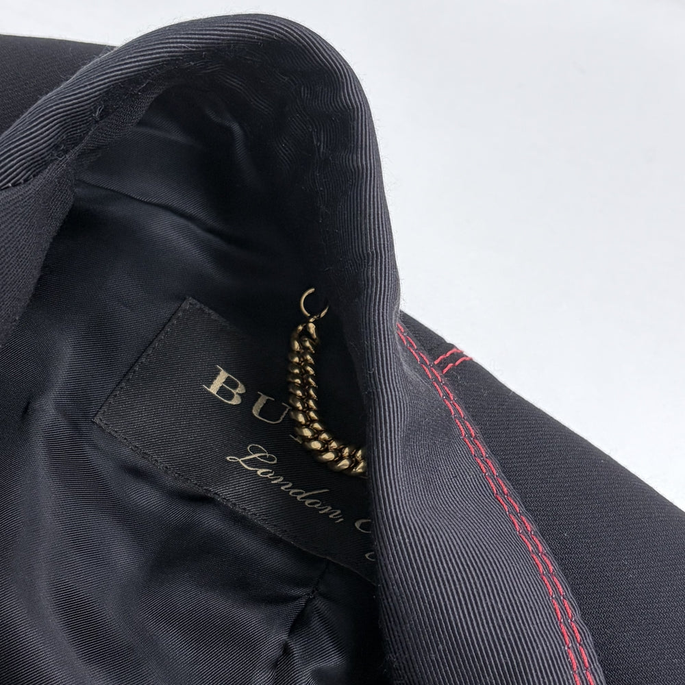 【秋物特集】 BURBERRY バーバリー ライダースジャケット アパレル 服 34 ブラック 黒 レッド 赤 ゴールド金具 春 秋 ウール シルク レディース【中古品】