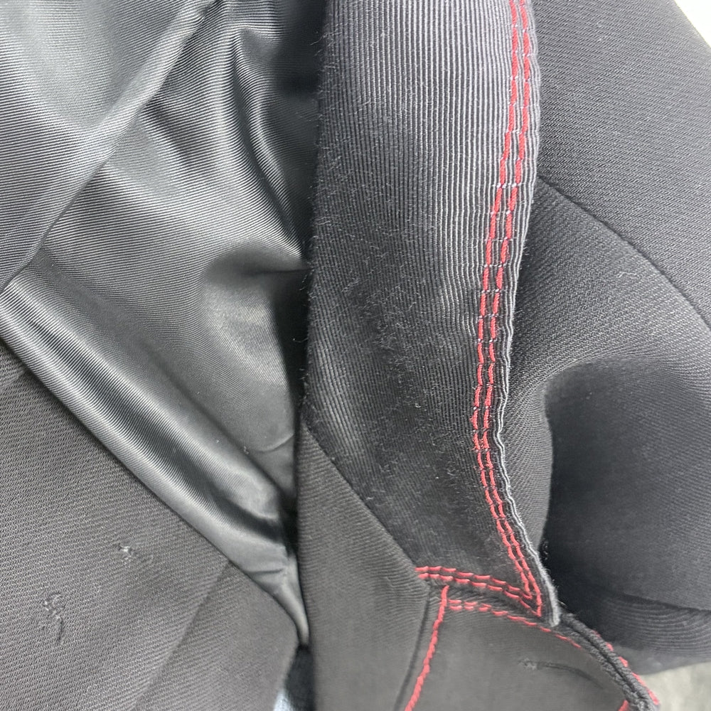 【秋物特集】 BURBERRY バーバリー ライダースジャケット アパレル 服 34 ブラック 黒 レッド 赤 ゴールド金具 春 秋 ウール シルク レディース【中古品】