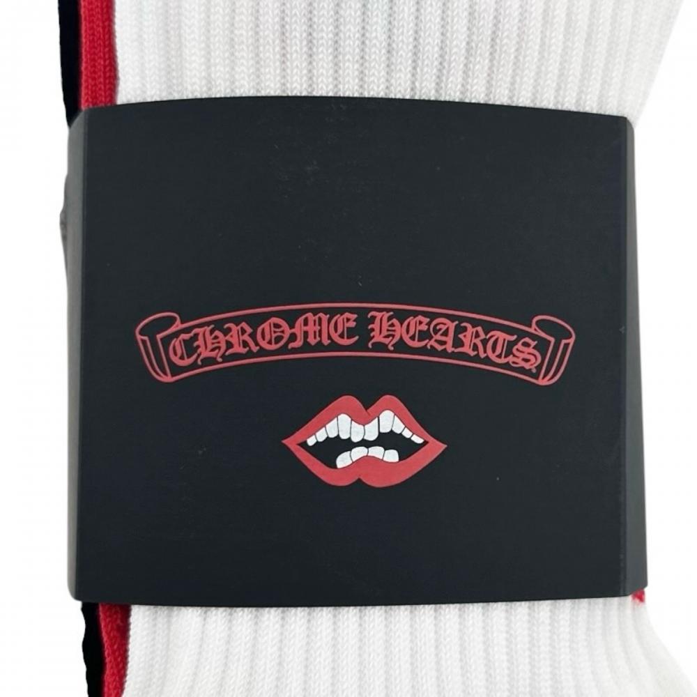 CHROME HEARTS クロムハーツ 靴 ソックス チョンパー 3本セット マッティ・ボーイ Lサイズ コットン ナイロン ポリエステル ポリウレタン ホワイト 白 ブラック 黒 メンズ 約360g【中古品】