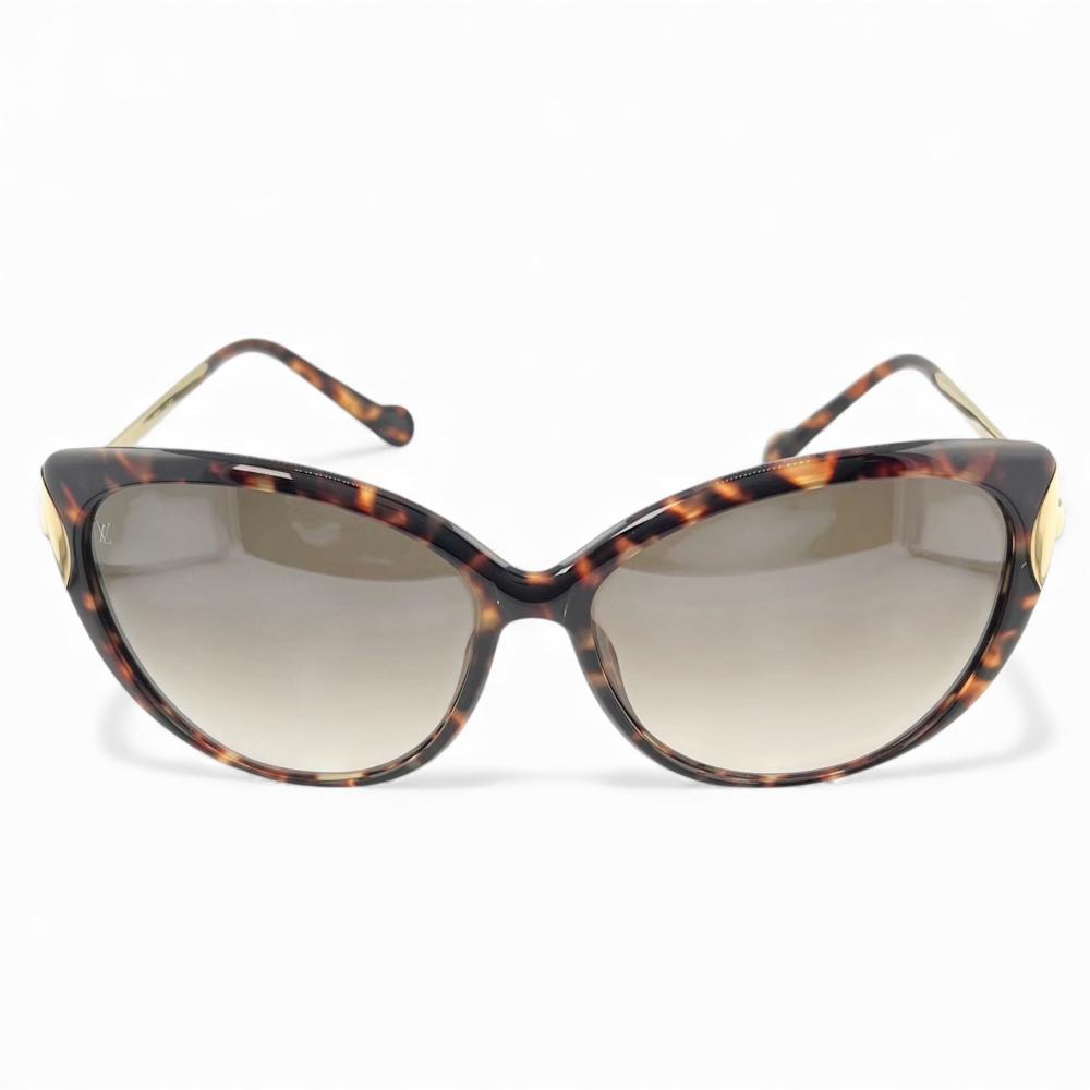 LOUIS VUITTON ルイヴィトン サングラス ガルガン キャットアイ アイウェア ベッコウ柄 Z0756E メタル プラスチック ブラウン 茶 ゴールド金具 レディース【中古品】