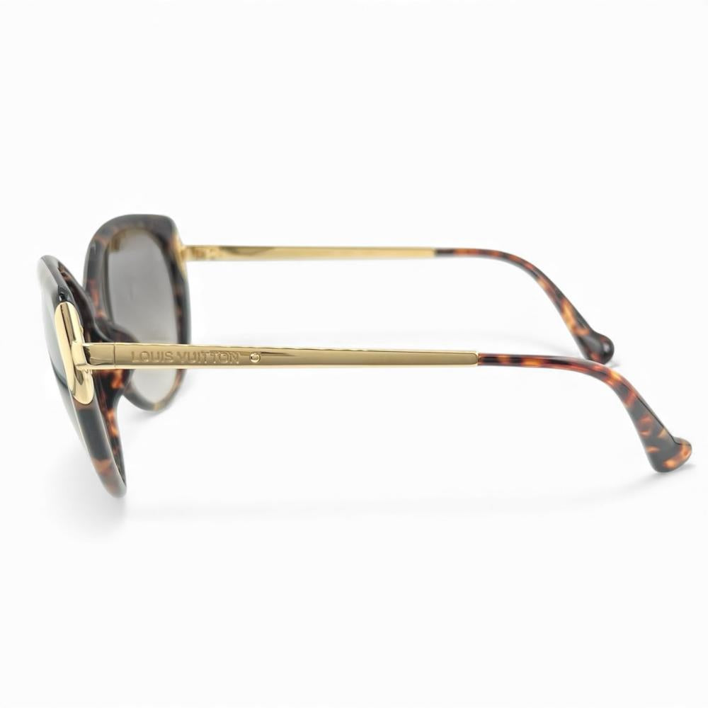 LOUIS VUITTON ルイヴィトン サングラス ガルガン キャットアイ アイウェア ベッコウ柄 Z0756E メタル プラスチック ブラウン 茶 ゴールド金具 レディース【中古品】