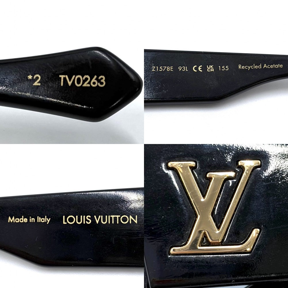 LOUIS VUITTON ルイヴィトン サングラス モノグラムフラワー サングラスサイクロン 眼鏡 アイウェア ファッションアイテム 小物 Z1578E アセテート ブラック 黒 ゴールド金具 メンズ【中古品】