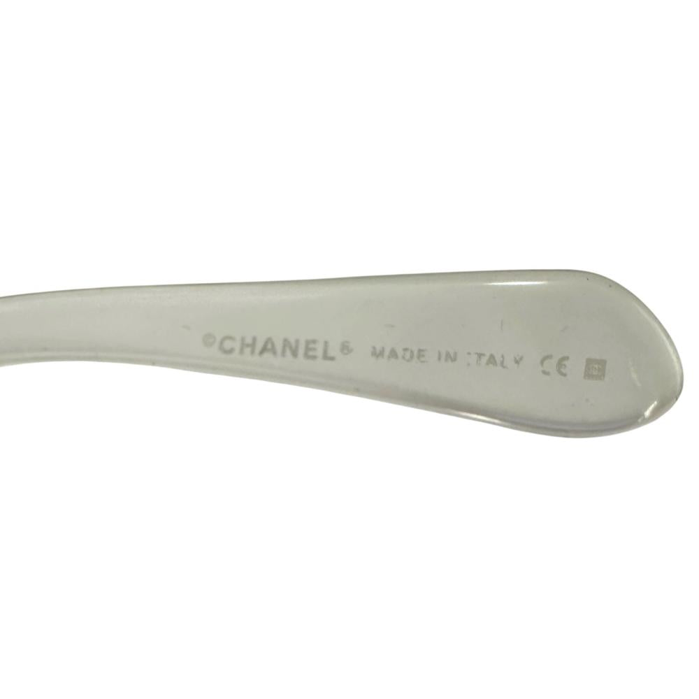 CHANEL シャネル サングラス ココマーク ヴィンテージ スクエア ハーフリムレス 4107-B メタル プラスチック クリア ブラウン 茶 レディース 約260g【中古品】