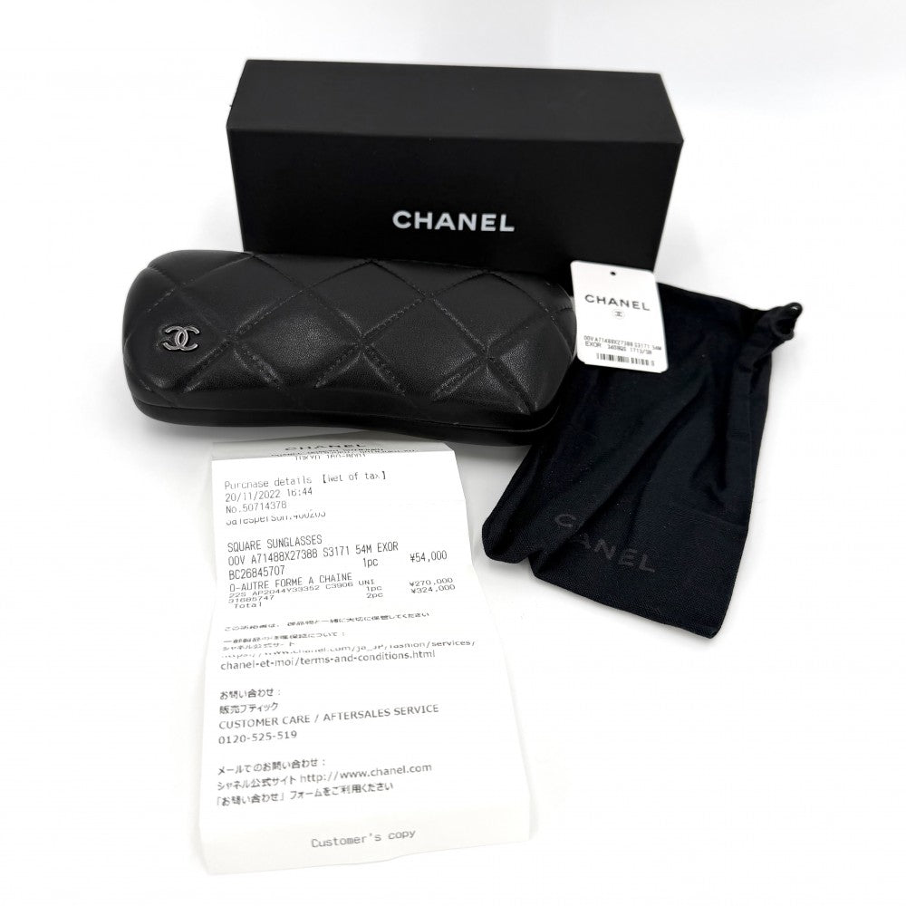 【開店SALE】 CHANEL シャネル サングラス ココマーク アイウェア 眼鏡 カラーレンズ 3418-S-A ブラック 黒 ゴールド金具 レディース【中古品】