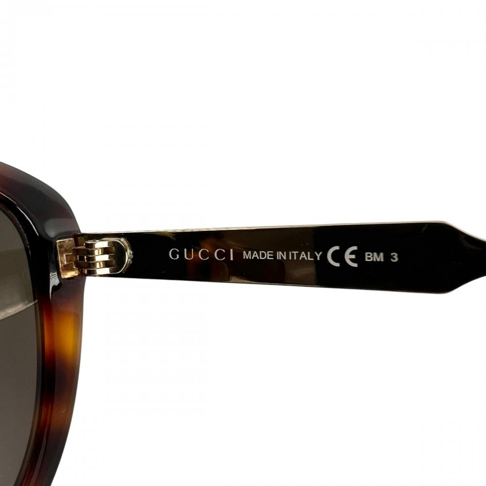GUCCI グッチ サングラス インターロッキングG GG3839 プラスチック メタル ブラウン 茶 ゴールド金具 レディース 約115g【中古品】