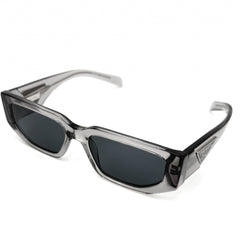 【開店SALE】 PRADA プラダ サングラス レクタンギュラーシェイプ トライアングルロゴ アイウェア 眼鏡 メンズ レディース SPR09Z アセテート クリアグレー シルバー金具 ユニセックス【中古品】