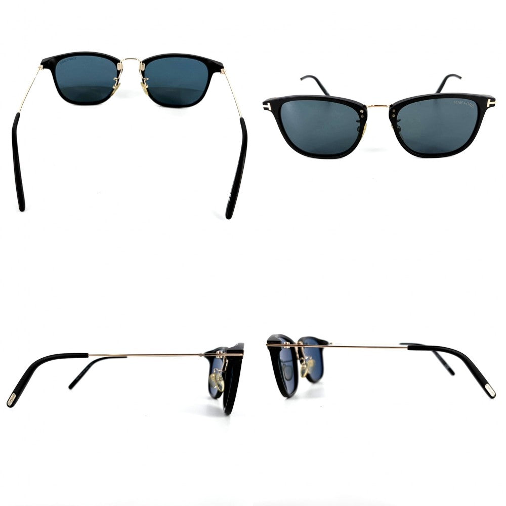 TOM FORD トムフォード サングラス ウェリントン アイウェア 眼鏡 TF672 ブラック 黒 ゴールド金具 メンズ【中古品】