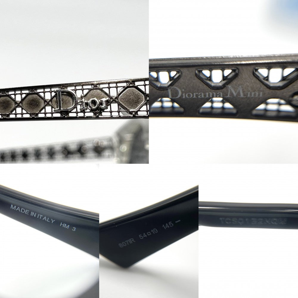Dior ディオール サングラス DIORAMA MINI アイウェア ラウンド キャットアイ 物 眼鏡 プラスチック ブラック 黒 シルバー金具 レディース【中古品】