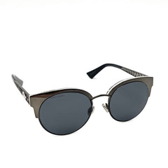 【開店SALE】 Dior ディオール サングラス DIORAMA MINI アイウェア ラウンド キャットアイ 物 眼鏡 プラスチック ブラック 黒 シルバー金具 レディース【中古品】