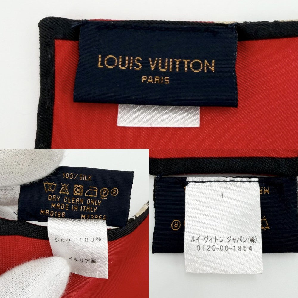 LOUIS VUITTON ルイヴィトン スカーフ モノグラム バンドートランク ファッションアイテム M73964 シルク ベージュ レッド 赤 レディース【中古品】