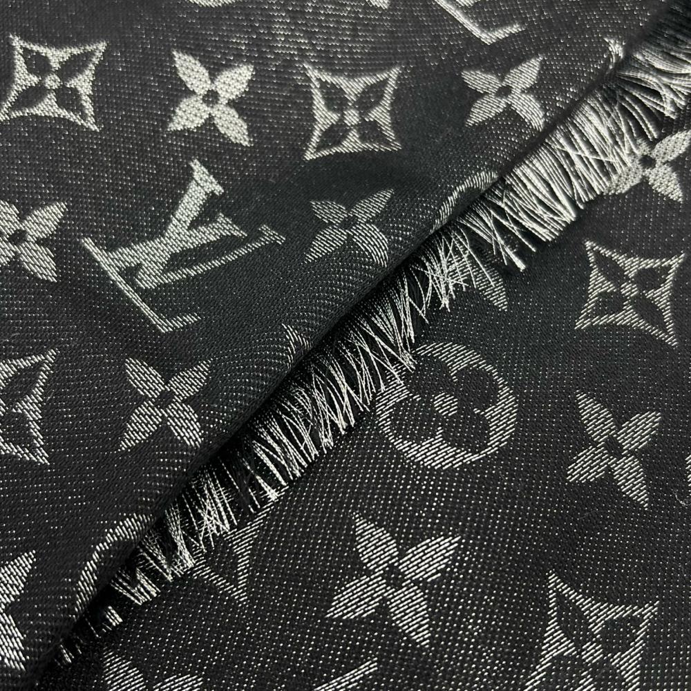 LOUIS VUITTON ルイヴィトン ストール ショール・モノグラム シャイン 大判 M75123 シルク ウール レーヨン ポリエステル ブラック 黒 レディース 約595g【中古品】