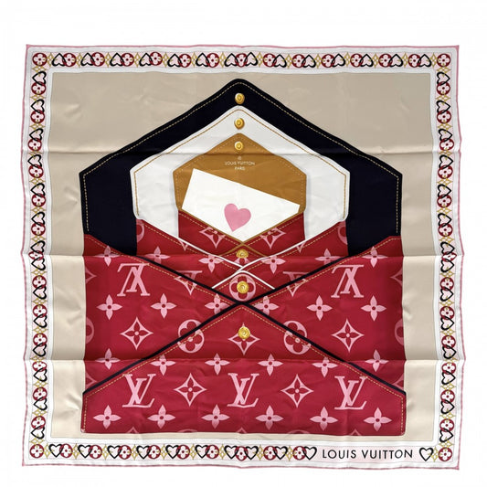 LOUIS VUITTON ルイヴィトン スカーフ マイトゥルーLV ファッションアイテム M78061 シルク レッド 赤 マルチカラー レディース【中古品】