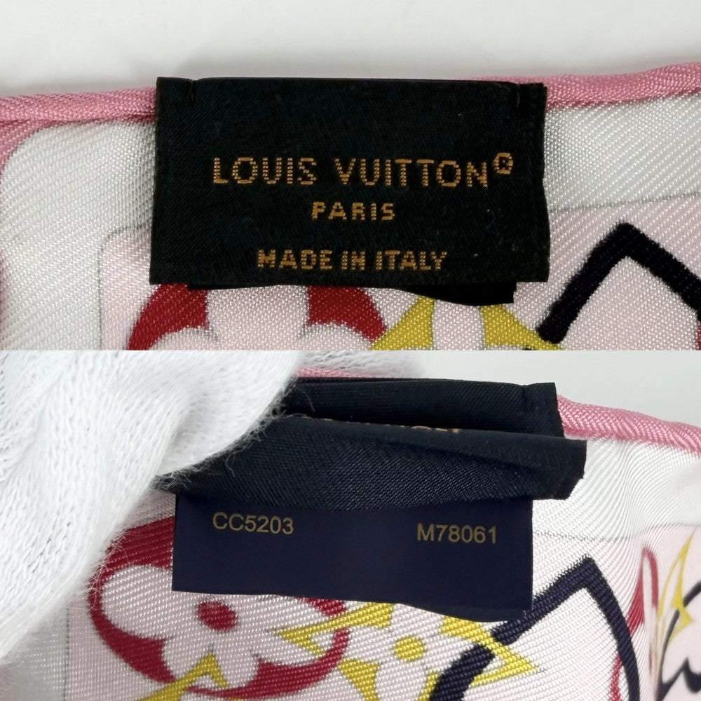 LOUIS VUITTON ルイヴィトン スカーフ マイトゥルーLV ファッションアイテム M78061 シルク レッド 赤 マルチカラー レディース【中古品】