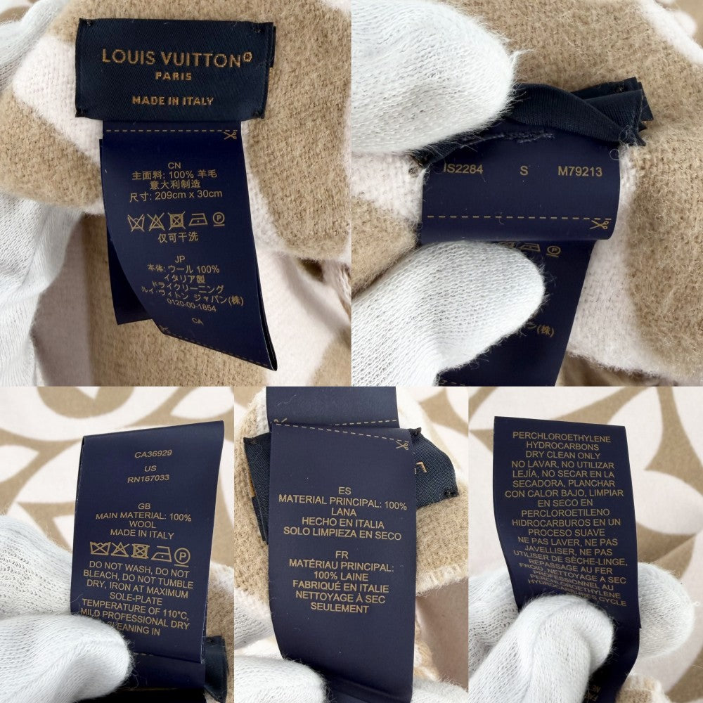 LOUIS VUITTON ルイヴィトン マフラー フライト・モード マフラー・LV メダリオン 小物 防寒具 M79213 冬 ウール ピンク ベージュ レディース【中古品】