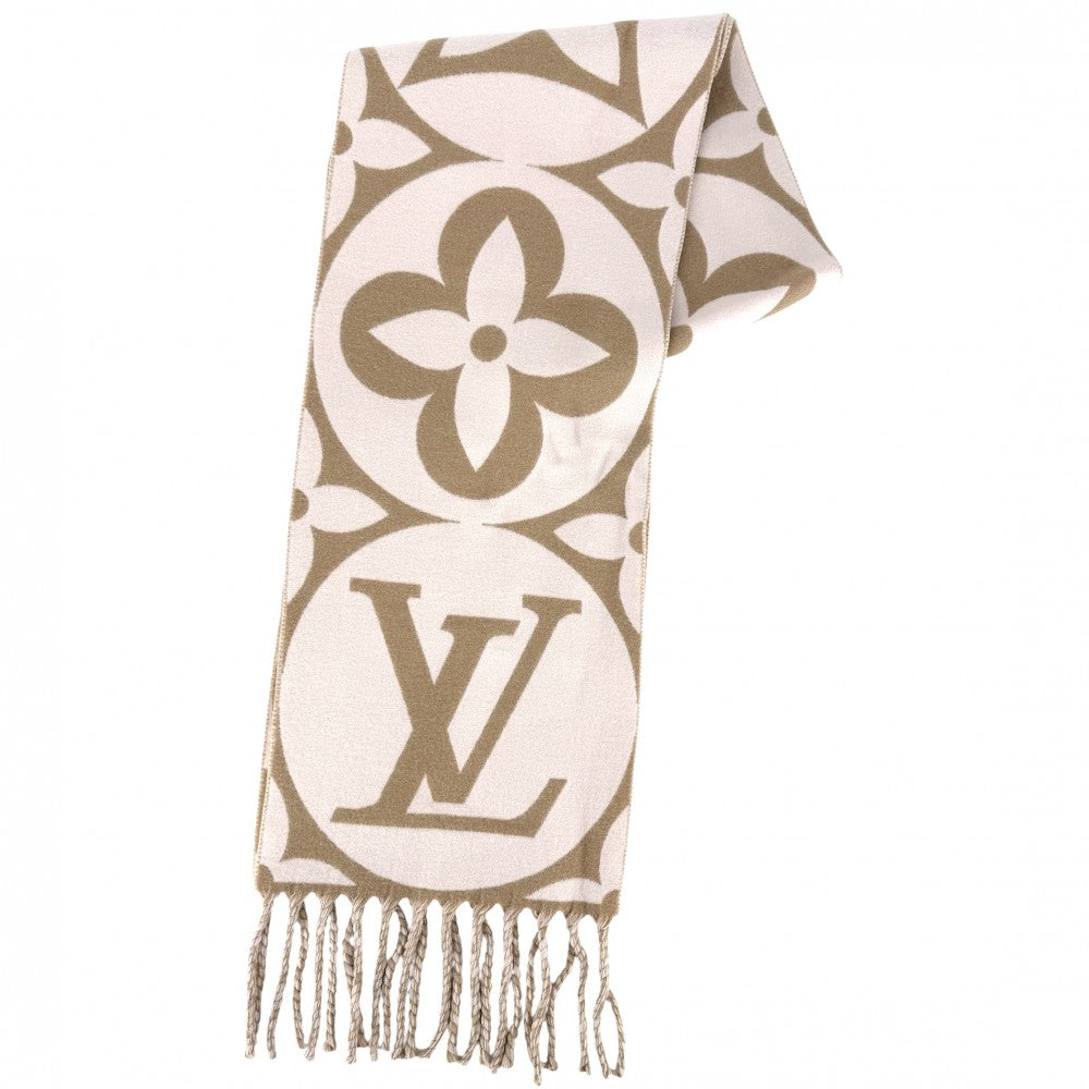 LOUIS VUITTON ルイヴィトン マフラー フライト・モード マフラー・LV メダリオン 小物 防寒具 M79213 冬 ウール ピンク ベージュ レディース【中古品】