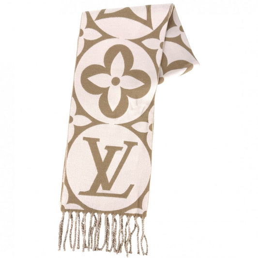 LOUIS VUITTON ルイヴィトン マフラー フライト・モード マフラー・LV メダリオン 小物 防寒具 M79213 冬 ウール ピンク ベージュ レディース【中古品】