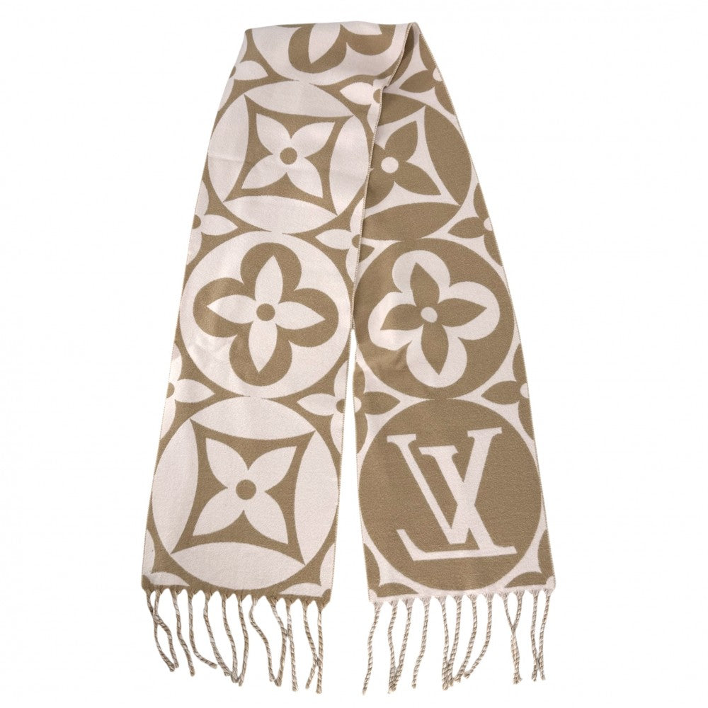 LOUIS VUITTON ルイヴィトン マフラー フライト・モード マフラー・LV メダリオン 小物 防寒具 M79213 冬 ウール ピンク ベージュ レディース【中古品】