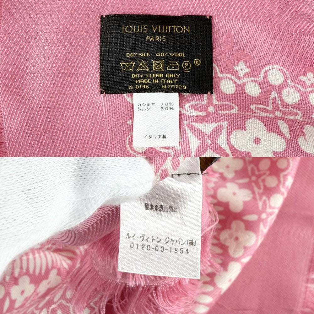 LOUIS VUITTON ルイヴィトン ストール ショールモノグラム 大判 ファッションアイテム M78729 カシミヤ シルク ピンク レディース【中古品】