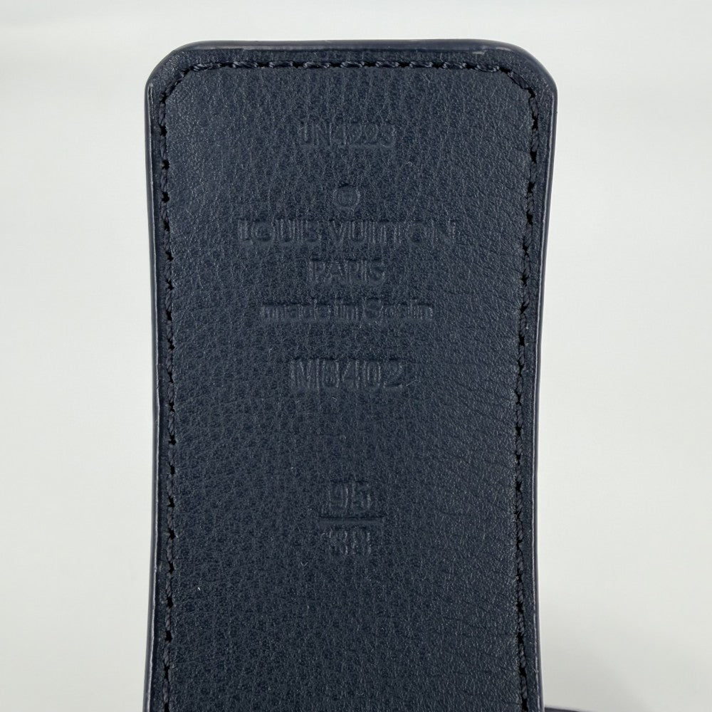 LOUIS VUITTON ルイヴィトン ベルト モノグラム イニシャル ファッションアイテム 95/38 M8402 レザー ネイビー 紺 マルチカラー ゴールド金具 メンズ【中古品】