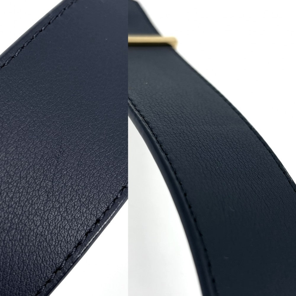 LOUIS VUITTON ルイヴィトン ベルト モノグラム イニシャル ファッションアイテム 95/38 M8402 レザー ネイビー 紺 マルチカラー ゴールド金具 メンズ【中古品】