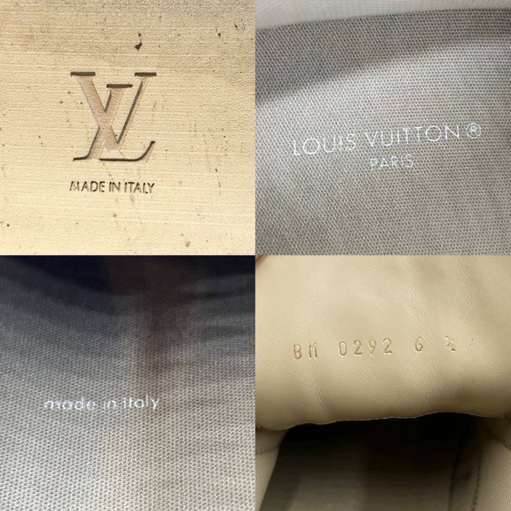 【開店SALE】 LOUIS VUITTON ルイヴィトン ブーツ スクエアライン アンクルブーツ モノグラム ショートブーツ 靴 6 1/2 スウェード ベージュ メンズ【中古品】