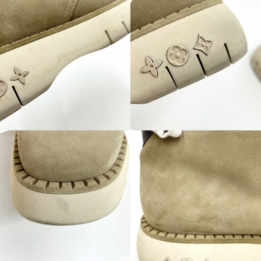 【開店SALE】 LOUIS VUITTON ルイヴィトン ブーツ スクエアライン アンクルブーツ モノグラム ショートブーツ 靴 6 1/2 スウェード ベージュ メンズ【中古品】