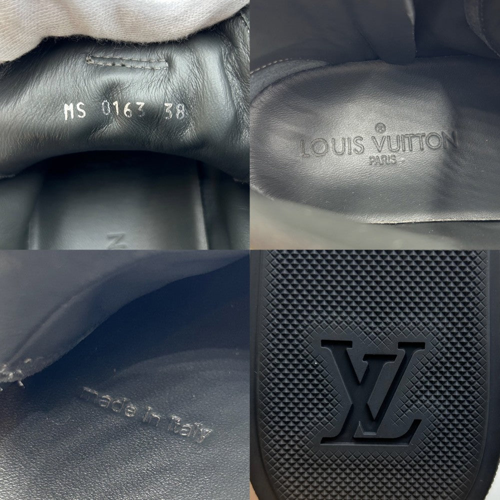 LOUIS VUITTON ルイヴィトン スニーカー ハイカット LVロゴ スパンコール 38サイズ シューズ 靴 スウェード ラバー グレー シルバー金具 レディース【中古品】