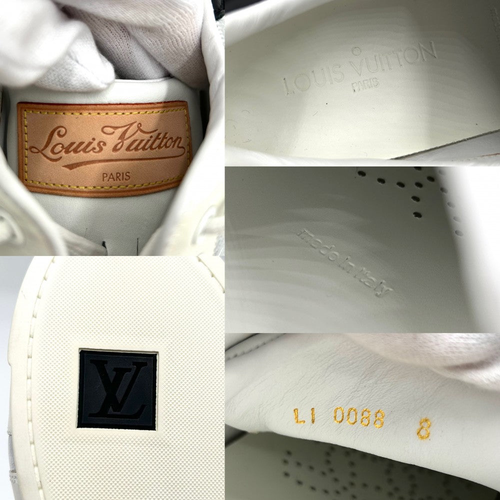 LOUIS VUITTON ルイヴィトン スニーカー パンチングロゴ LVラグーン ローカット 8サイズ 靴 ファッションアイテム レザー ホワイト 白 シルバー メンズ【中古品】