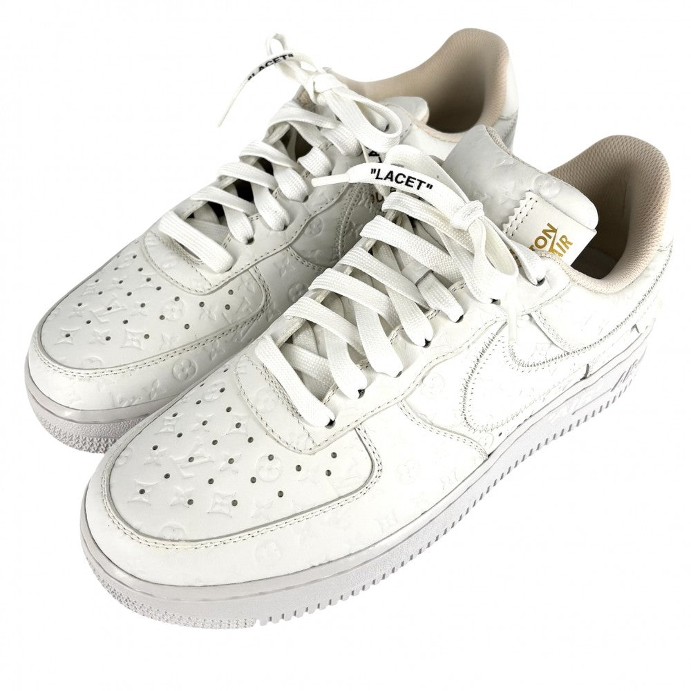 【開店SALE】 LOUIS VUITTON ルイヴィトン スニーカー ×NIKE エアフォース1 ロー 靴 ナイキコラボ AIR FORCE 1 LOW ロゴ ファッションアイテム 7サイズ 約26cm レザー ホワイト 白 メンズ【中古品】
