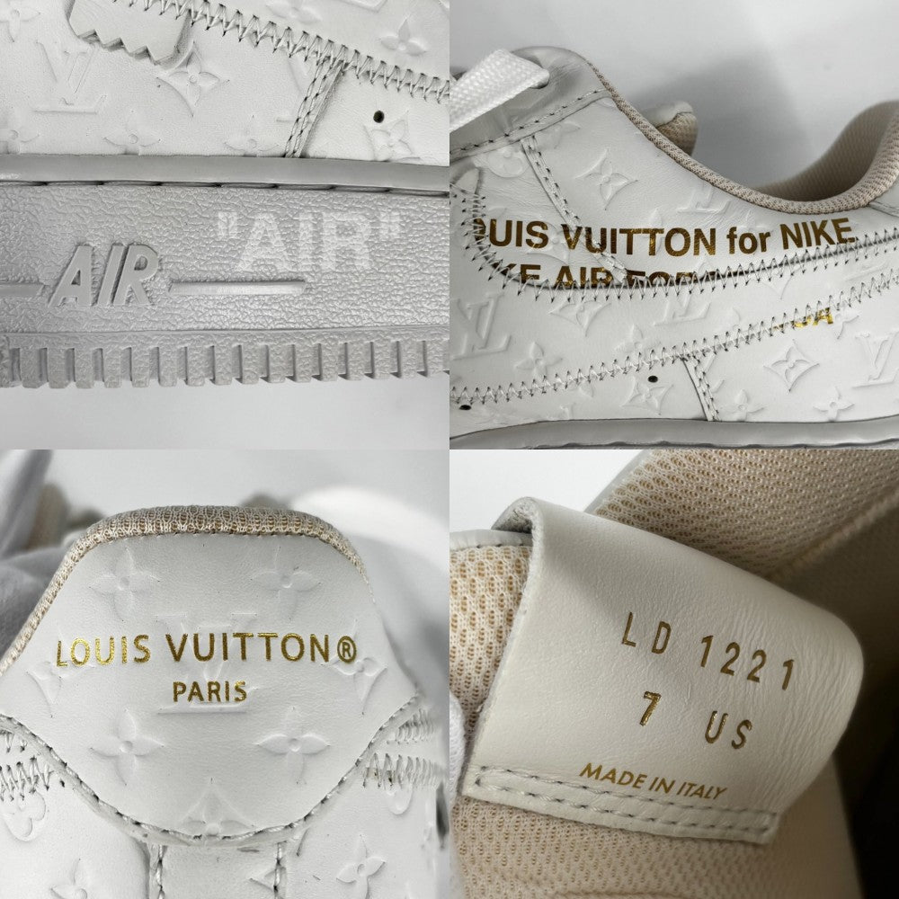 LOUIS VUITTON ルイヴィトン スニーカー ×NIKE エアフォース1 ロー 靴 ナイキコラボ AIR FORCE 1 LOW ロゴ ファッションアイテム 7サイズ 約26cm レザー ホワイト 白 メンズ【中古品】
