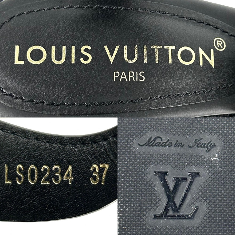 【開店SALE】 LOUIS VUITTON ルイヴィトン サンダル LVイソラ ミュール 厚底 37サイズ 約24cm ブラック 黒 ウェッジソール 靴 1AD5E0 ノワール ゴールド金具 レディース【中古品】