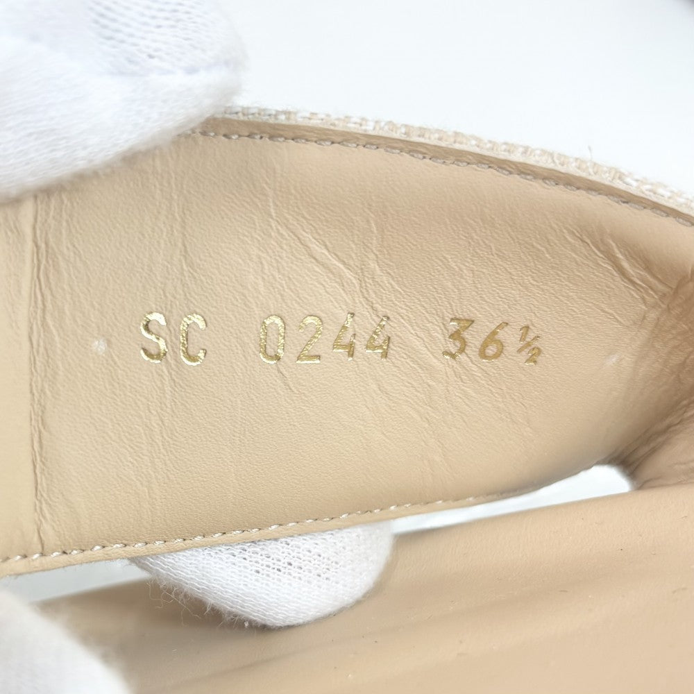 LOUIS VUITTON ルイヴィトン サンダル LVイニシャル LVサンセットサンダル モノグラムジャガード 厚底 36 1/2サイズ 約23.5cm 靴 1AHNL2 ラバー キャンバス ベージュ ブラック 黒 ゴールド金具 レディース【中古品】