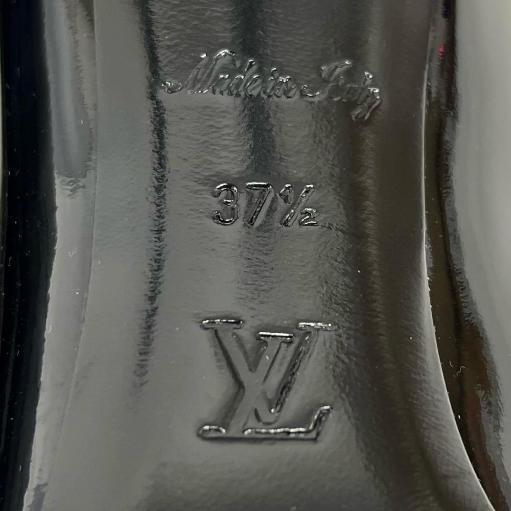 LOUIS VUITTON ルイヴィトン パンプス リボン LVロゴ ハイヒール 37 1/2サイズ 約24cm ブラック 黒 ゴールド金具 レディース 約1055g【中古品】