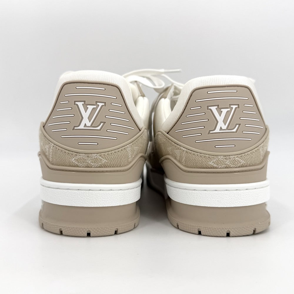 LOUIS VUITTON ルイヴィトン スニーカー モノグラム LV トレイナー ローカット 靴 40サイズ 約26.0cm ファッションアイテム レザー デニム ベージュ ホワイト 白 レディース【中古品】