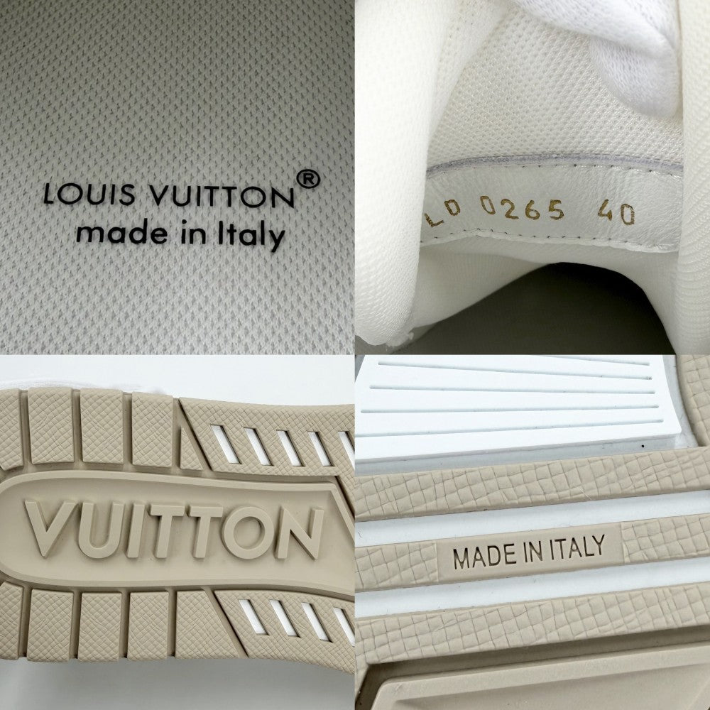 LOUIS VUITTON ルイヴィトン スニーカー モノグラム LV トレイナー ローカット 靴 40サイズ 約26.0cm ファッションアイテム レザー デニム ベージュ ホワイト 白 レディース【中古品】