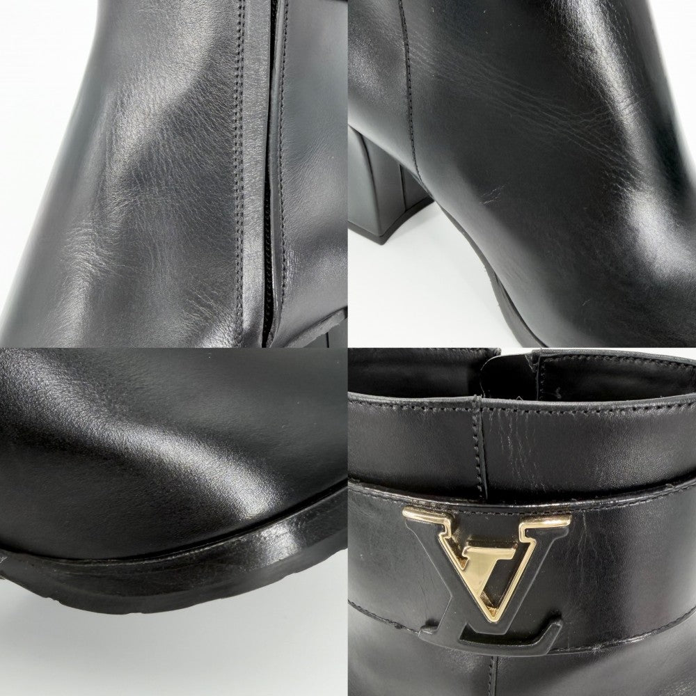 LOUIS VUITTON ルイヴィトン ブーツ ミッドタウンアンクルブーツ ショートブーツ 靴 36サイズ 約23cm 1AIURC レザー ブラック 黒 ゴールド金具 レディース【中古品】