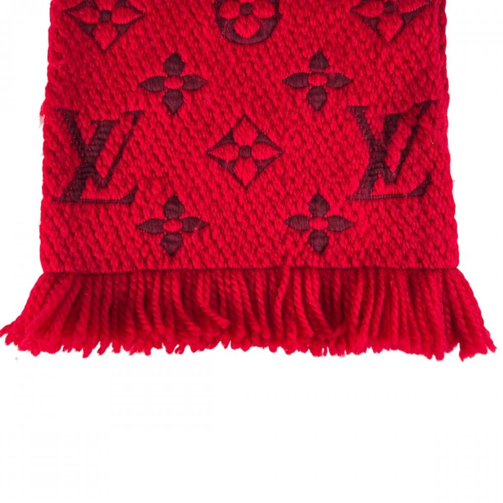 LOUIS VUITTON ルイヴィトン マフラー エシャルプ・ロゴマニア LVロゴ M72432 ウール シルク ルビー レディース 約825g【中古品】