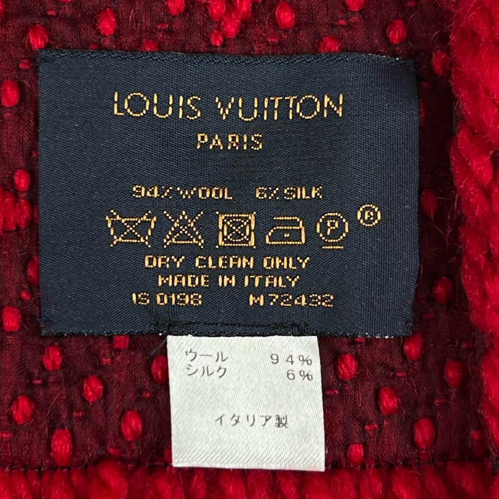 LOUIS VUITTON ルイヴィトン マフラー エシャルプ・ロゴマニア LVロゴ M72432 ウール シルク ルビー レディース 約825g【中古品】