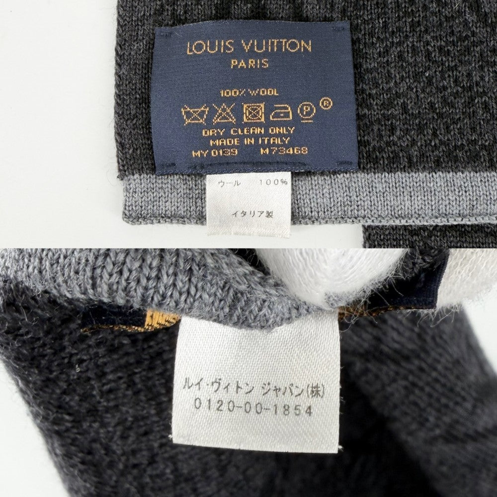 LOUIS VUITTON ルイヴィトン マフラー マフラー マイ・モノグラム・エクリプス ストール M73468 秋 冬 ウール ブラック 黒 メンズ【中古品】