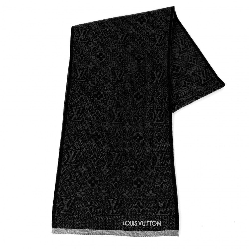 LOUIS VUITTON ルイヴィトン マフラー マフラー マイ・モノグラム・エクリプス ストール M73468 秋 冬 ウール ブラック 黒 メンズ【中古品】