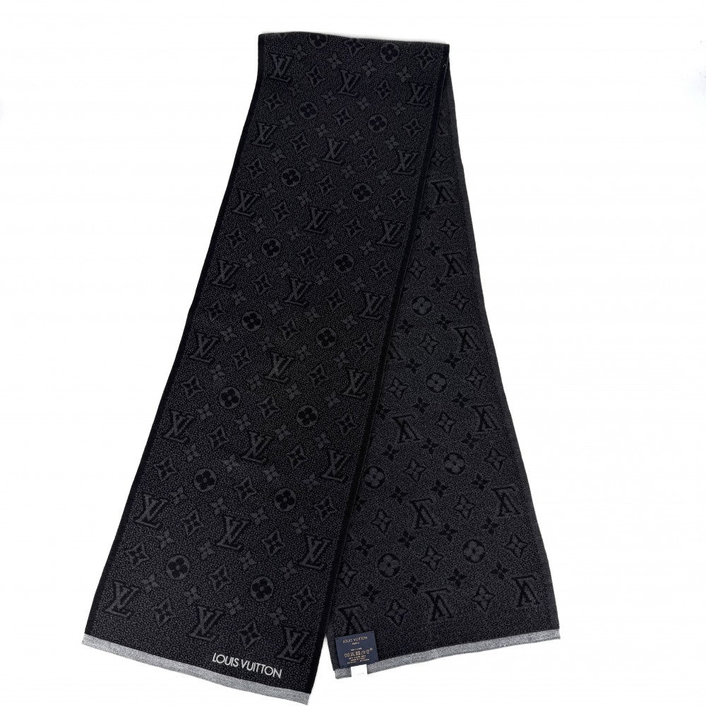 LOUIS VUITTON ルイヴィトン マフラー マフラー マイ・モノグラム・エクリプス ストール M73468 秋 冬 ウール ブラック 黒 メンズ【中古品】
