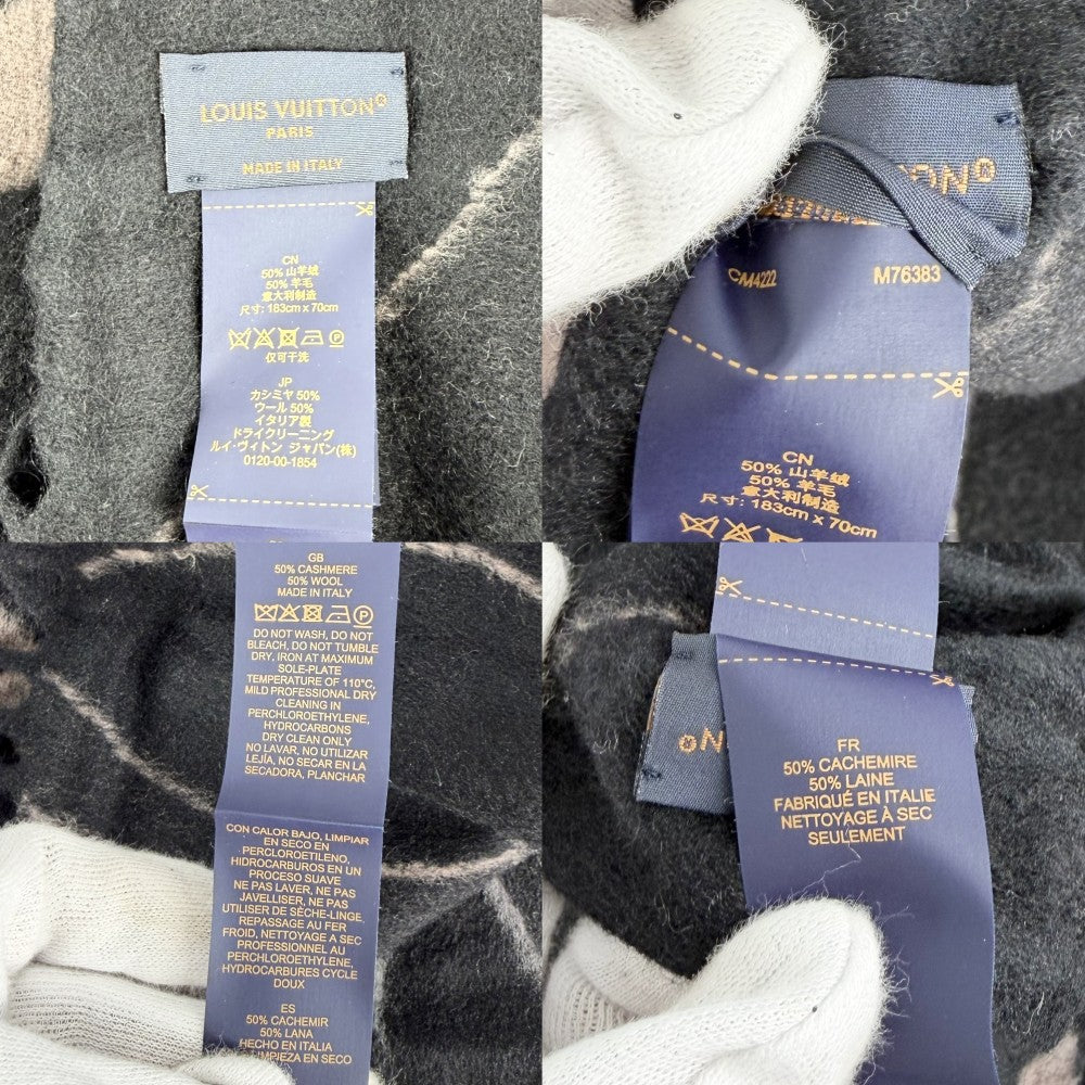 LOUIS VUITTON ルイヴィトン マフラー エシャルプ･ジ アルティメット ストール ファッションアイテム ブラック M76383 秋 冬 カシミヤ ウール ノワール レディース【中古品】