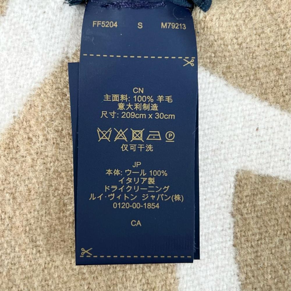 LOUIS VUITTON ルイヴィトン マフラー LVメダリオン オーバーサイズモノグラム M79213 ウール ベージュ ピンク レディース 約330g【中古品】