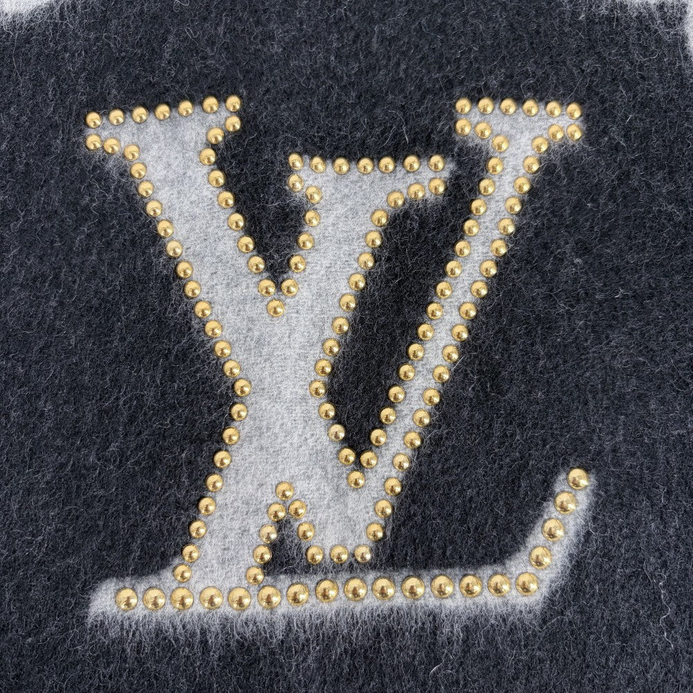 LOUIS VUITTON ルイヴィトン マフラー モノグラム エシャルプ・レイキャビック スタッディ ストール メンズ レディース M71588 秋 冬 カシミヤ ブラック 黒 グレー ユニセックス【中古品】