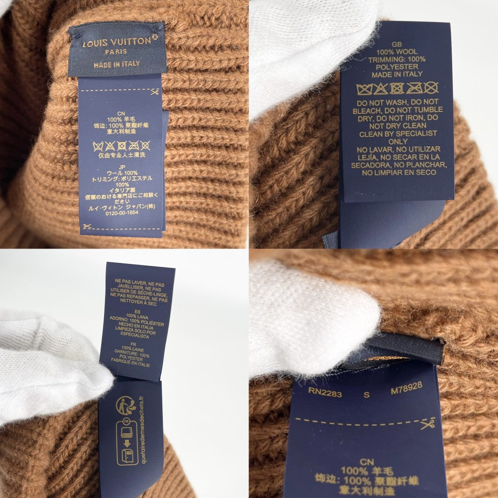 LOUIS VUITTON ルイヴィトン ニットキャップ ビーニー・LV ヘッドライン ニット帽 帽子 ファッションアイテム Sサイズ M78928 秋 冬 ウール ブラウン 茶 レディース【中古品】