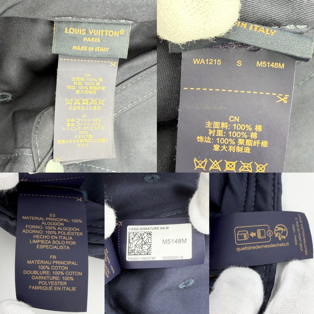 LOUIS VUITTON ルイヴィトン キャップ キャップ・シグネチャー ベースボールキャップ 帽子 Sサイズ ネイビー M5148M コットン マリーヌ シルバー金具 メンズ【中古品】